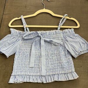 English Factory Off The Shoulder with front bow tie Crop Top New with Tag